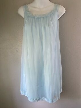 Light Blue Lace Trim Women's Slip - Medium